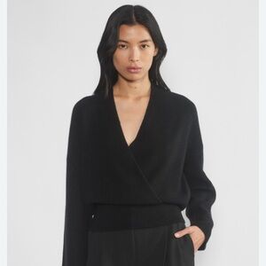Kit And Ace Merino Wool Blend Front Wrap Sweater Black Size XL